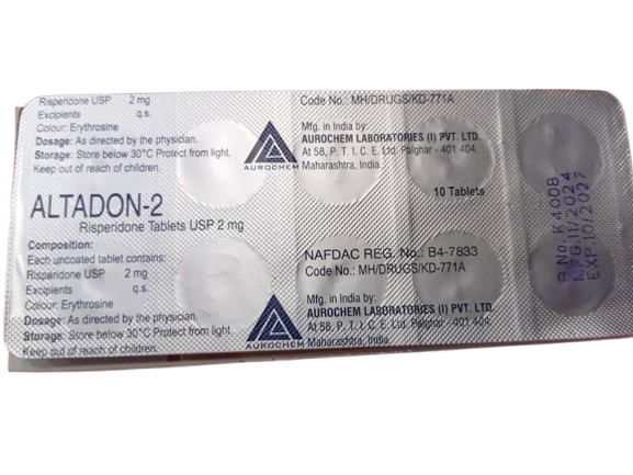  Altadon2  Risperidone Tab 2 mg (1 card)