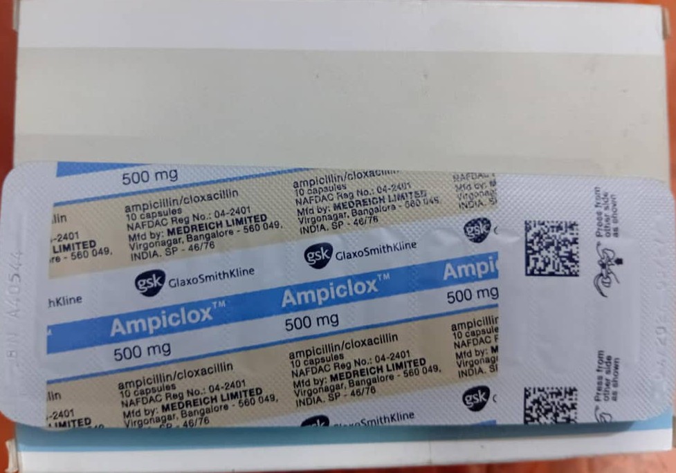 Ampiclox Ampicillin/Cloxacillin Caps 500mg(1 card)