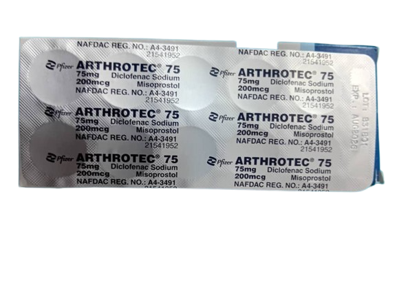 Arthrotec Diclofenac Sodium 75mg/Misoprotol 200mcg(1 card)