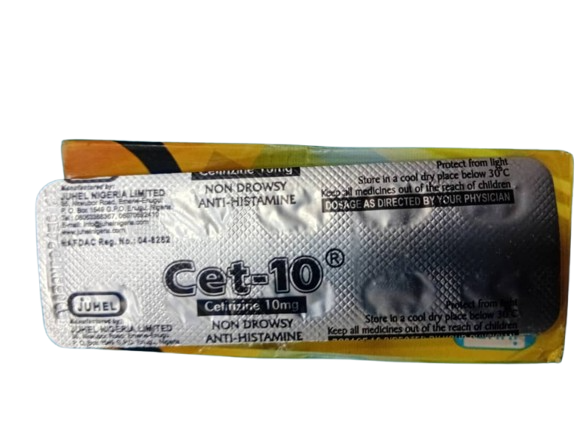 Cet-10 Cetirizine Tab 10mg( 1 card)
