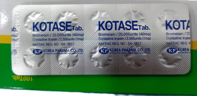 Kotase Bromelain20,000units(40mg)/Crystalline Trypsin2500units(1mg)(1 card)