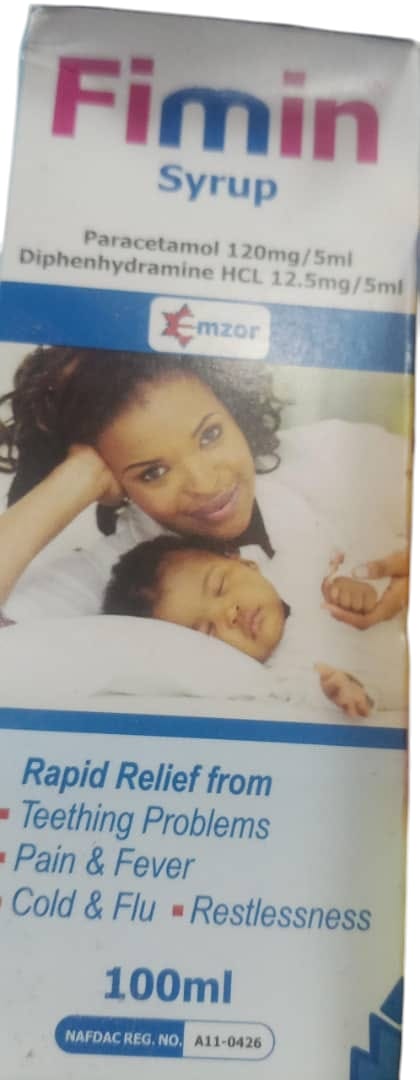 Fimin Paracetamol 120mg/5ml & Diphenhydramine HCL 12.5mg/5ml Syrup 100ml