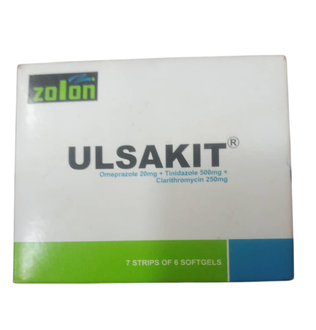 ULSAKIT  Omeprazole 20mg + Tinidazole 500mg+ Clarithromycin 250mg