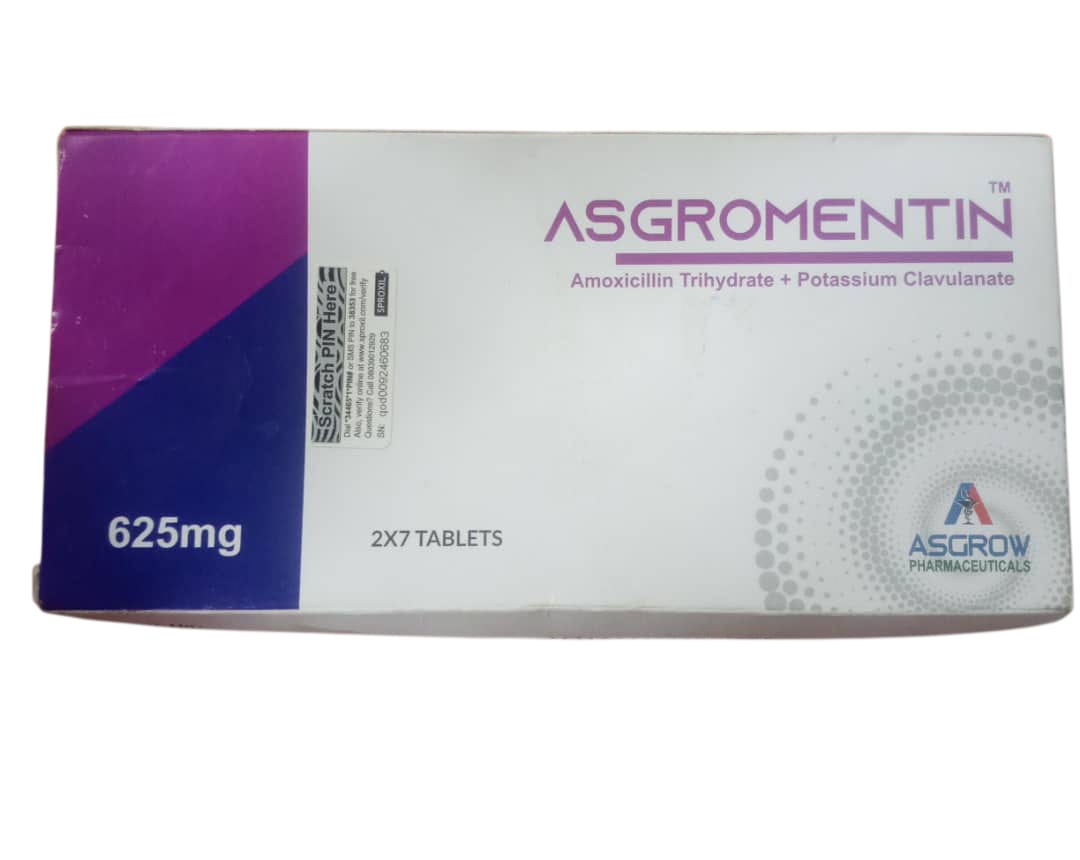 ASGROMENTIN Amoxicillin Trihydrate + Potassium Clavulanate 625 Tab(pack)