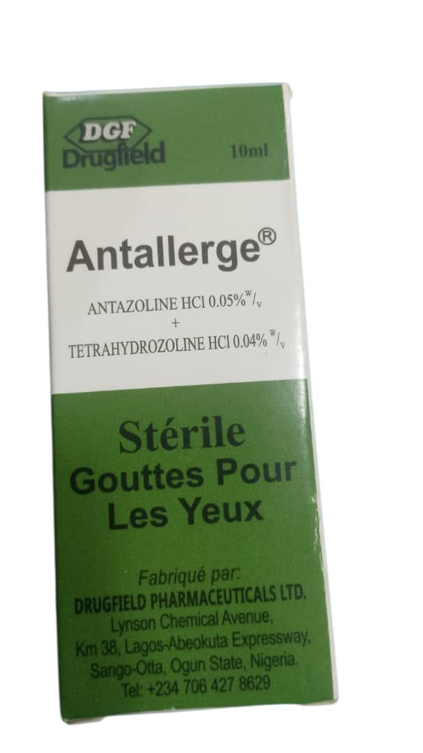 Antallerge Antazoline HCL 0.05% w/v Tetrahydrozoline HCL 0.04%