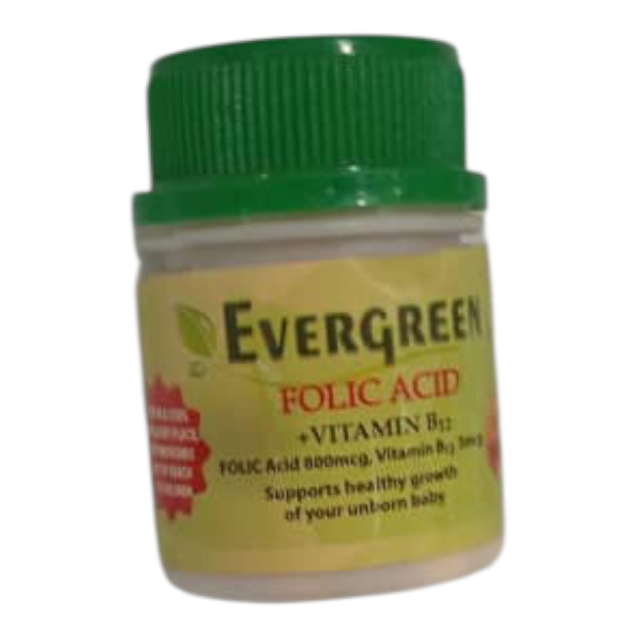 Evergreen Folic Acid Tabs 800mcg+ Vitamin B12 