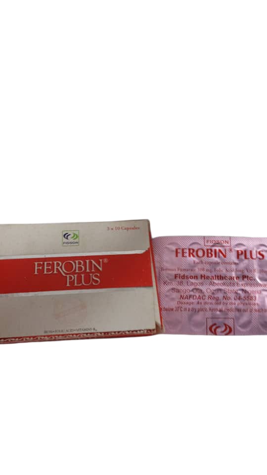 Ferobin Plus Ferrous Sulfate 300mg, Folic Acid 5mg, and Vitamin B12 10mg (Card)