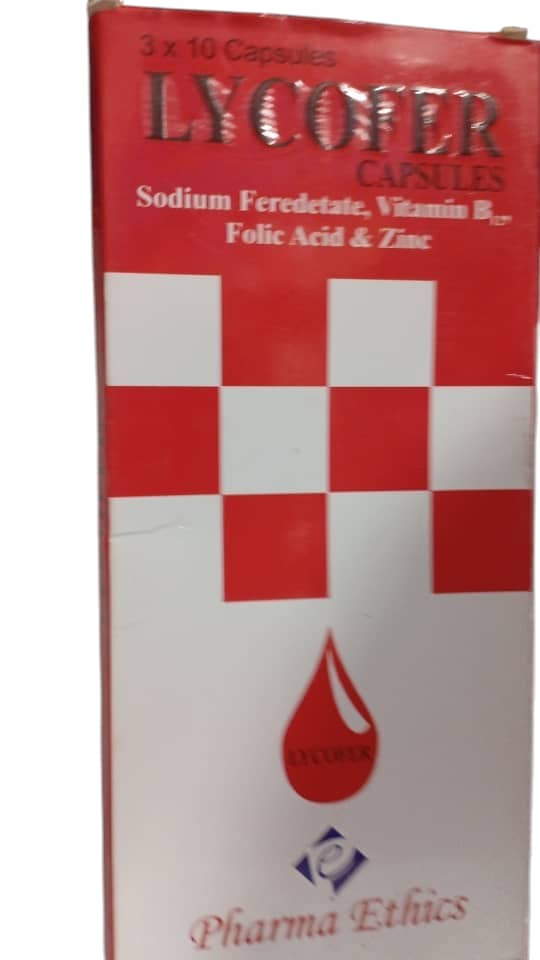 Lycofer Caps Sodium Ferredetate, Vitamin B12, Folic Acid & Zinc(pack)
