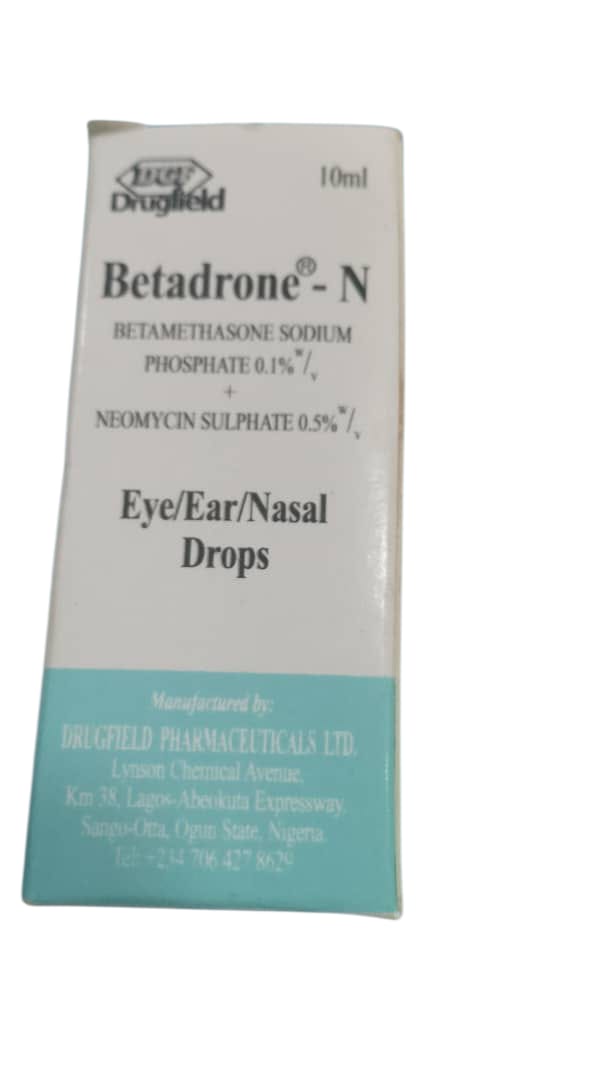 Betadrone-N Betamethasone sodium Phosphate 0.1% & Neomycin Sulphate0.5% Eye/ Ear/ Nasal Drop 