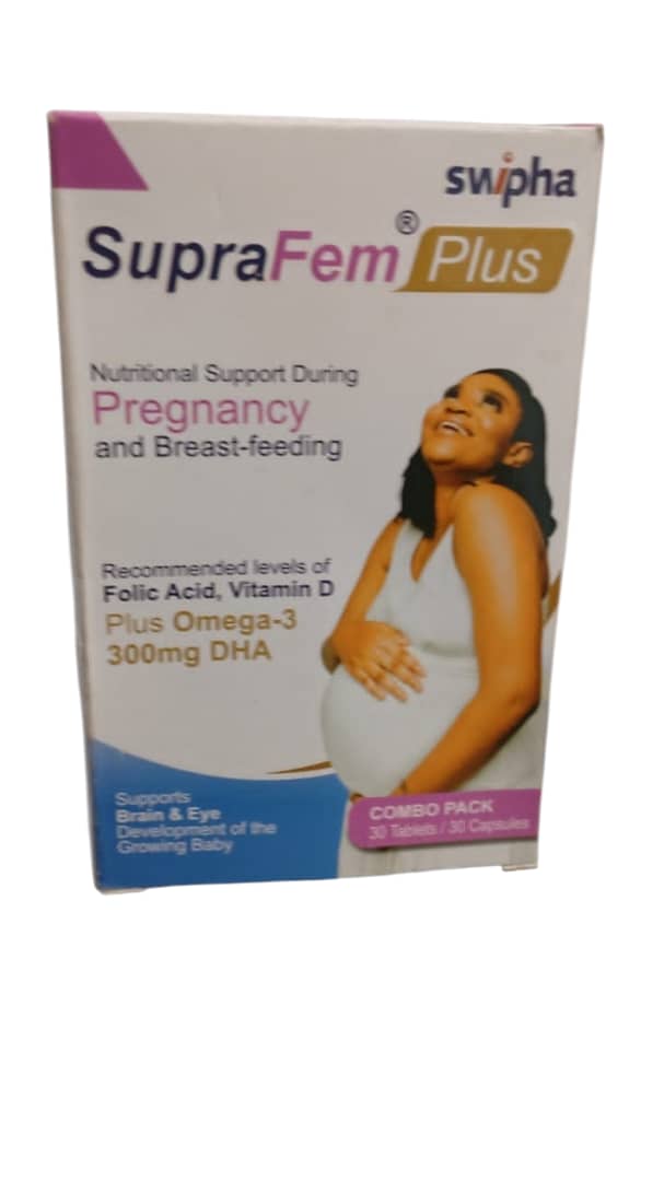 SupraFem Plus, Folic Acid Vitamin D Plus Omega-3 300mg DHA 