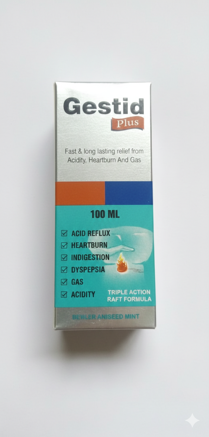 Gestid Plus Calcium Carbonate , Sodium Bicarbonate, Dried Aluminium Hydroxide, and Magnesium Hydroxide, Simethicone and Alginic Acid(1 bottle)