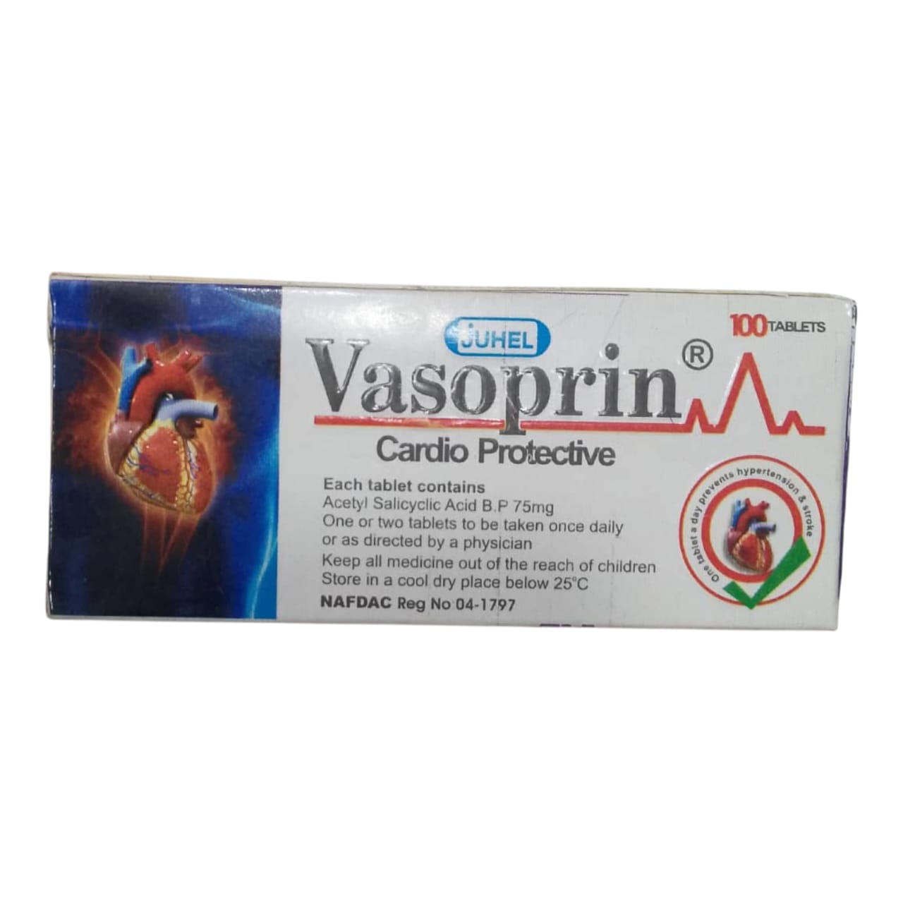 Vasoprin Cardio protective Acetyl salicylic Acid BP 75mg Tab (2 card)