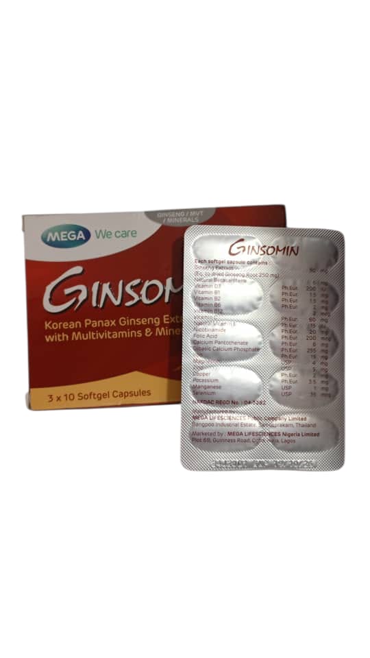 Mega Ginsomin Korean Panax Ginseng Extract with Multivitamins & Minerals 