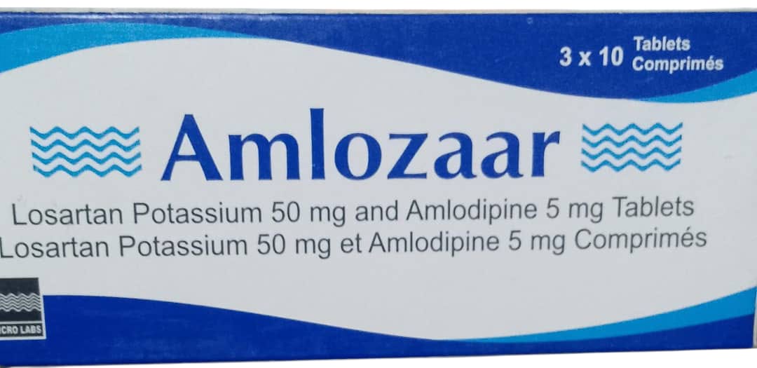 Amlozaar Losartan potassium 40mg and Amlodipine 5mg Tab (1 card)