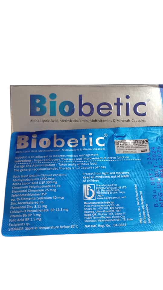 Biobetic Alpha Lipoic Acid, Methylcobalamin, Multivitamins & Minerals Caps(Card)
