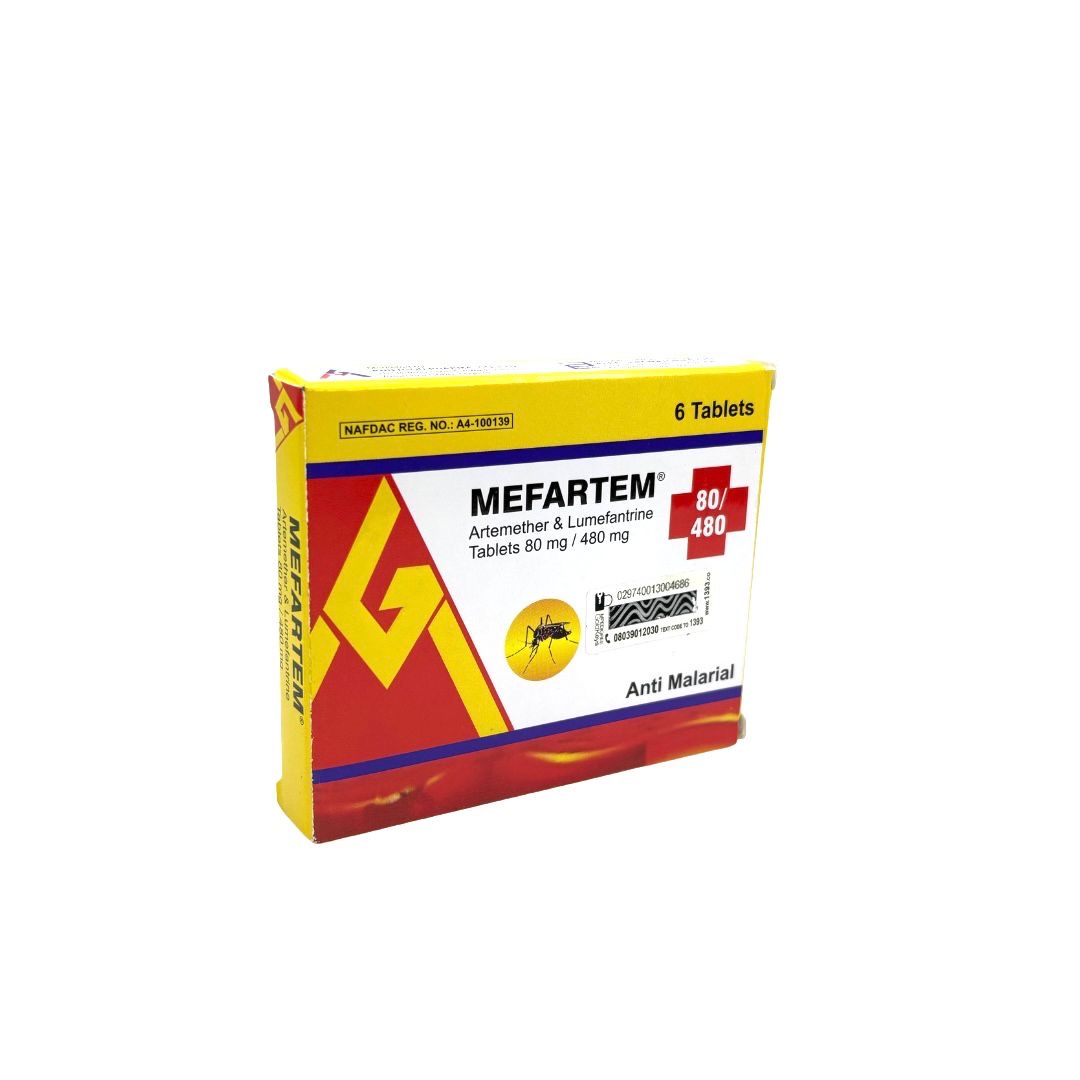 Mefartem Artemether and Lumefantrine Tab 80mg/480mg