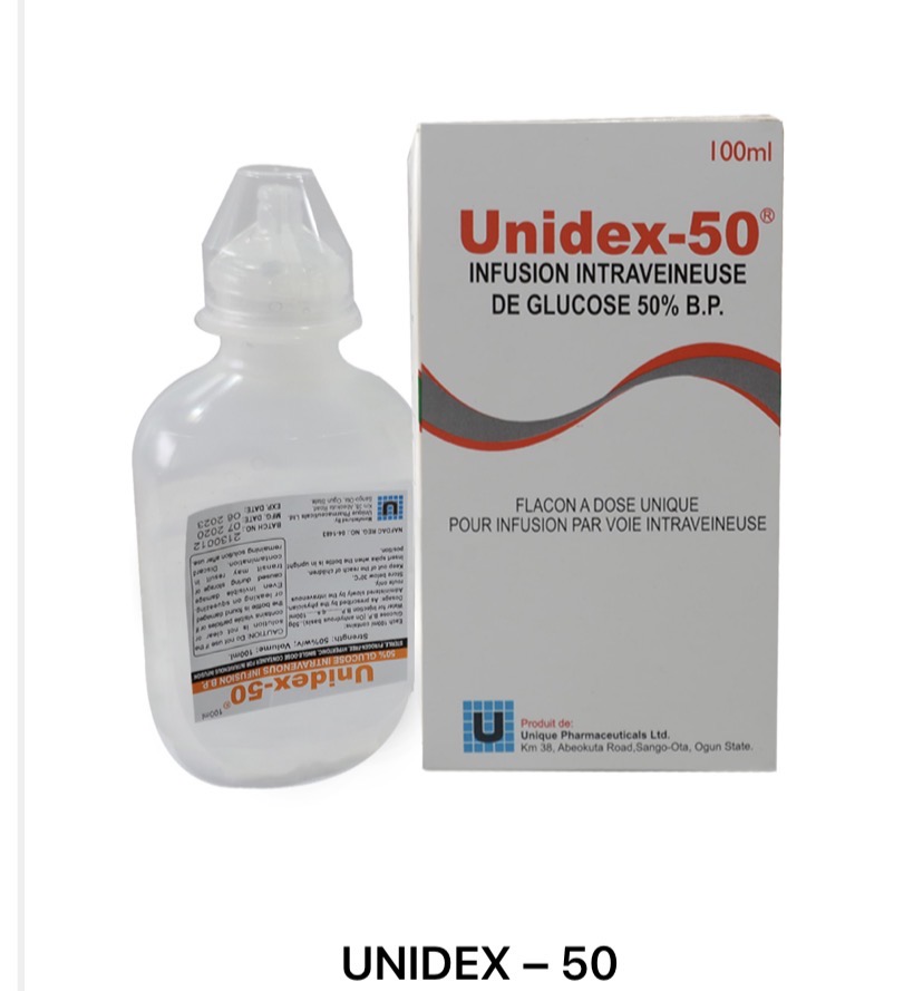 Unidex-50 50% Glucose Intravenous Infusion(Carton of 20 Bags, Unique)