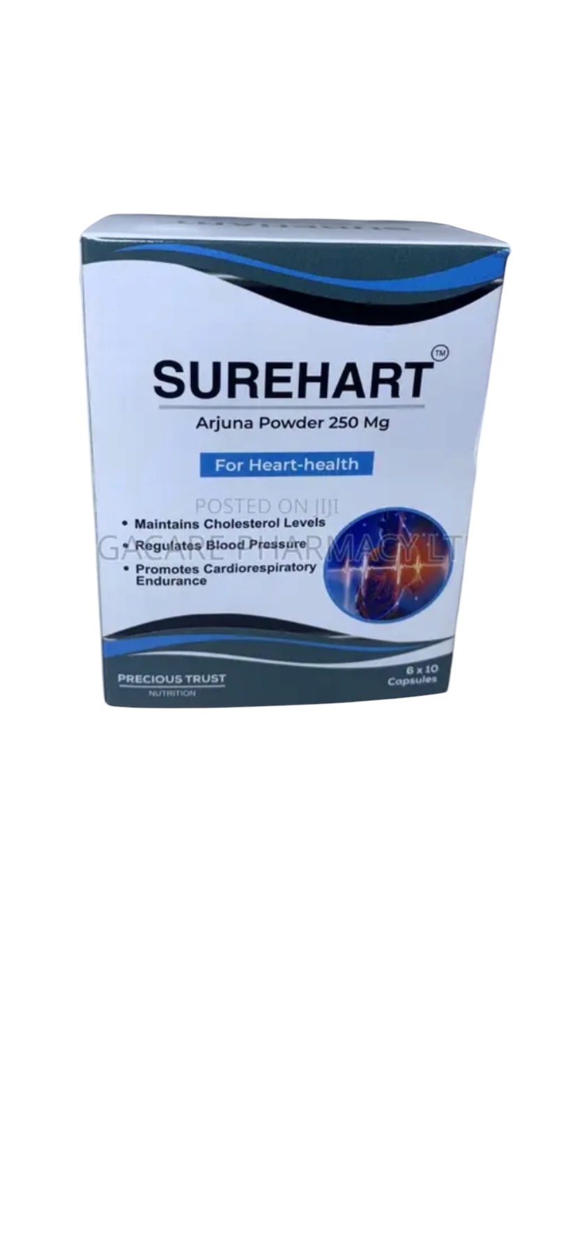 Surehart Arjuna Powder (Pack of 60 Capsules, Precious Trust)