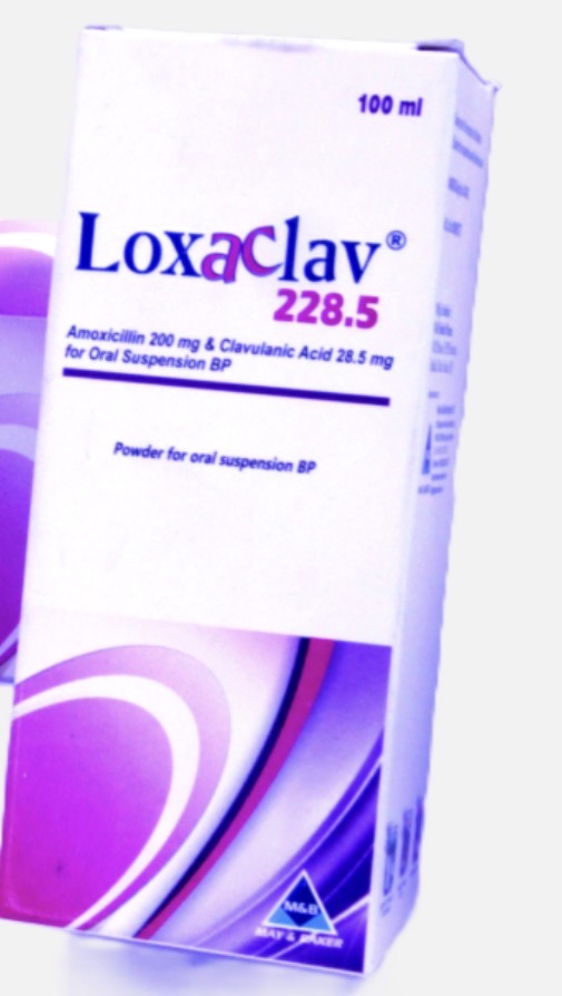 Loxaclav 228.5 Amoxicillin 200mg and Clavulanic acid 28.5mg Suspension(One Bottle, M&B)