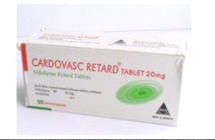 Cardovasc Retard 20mg, Nifedipine Tab 20mg(Pack of 50 Tablets, M&B)