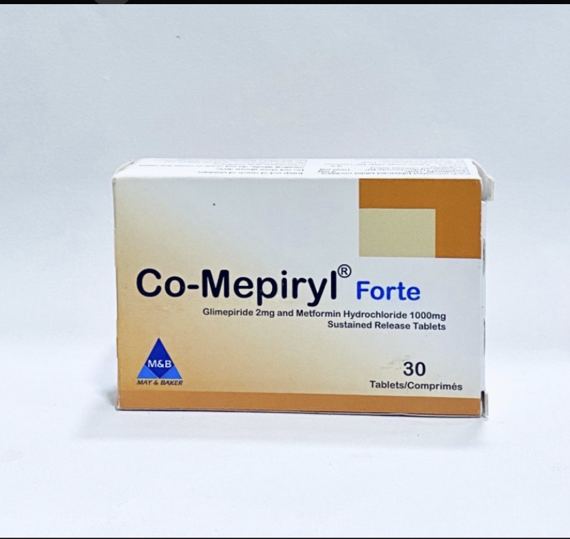 Co-Mepiryl Forte Glimepiride 2mg and Metformin Hydrochloride 1000mg Tab( Pack of 30 Tablets, M&B)