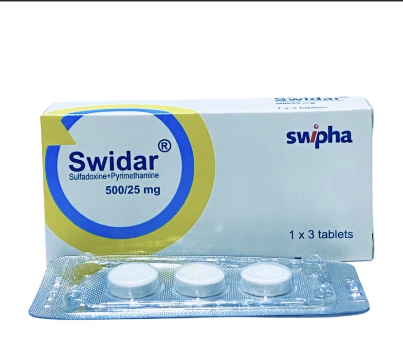 Swidar 500/25mg Sulfadoxine 500mg and Pyrimethamine 25mg Tab(Pack of 3 Tablets, Swipha)