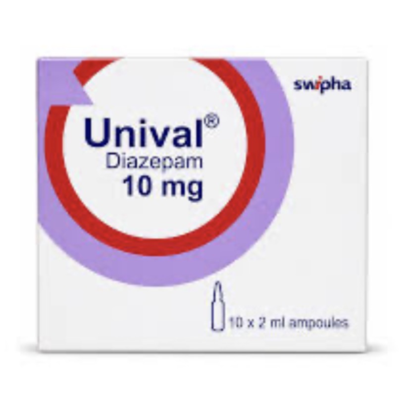 Unival Diazepam Injection 10mg(Pack of 10 Ampoules, Swipha)