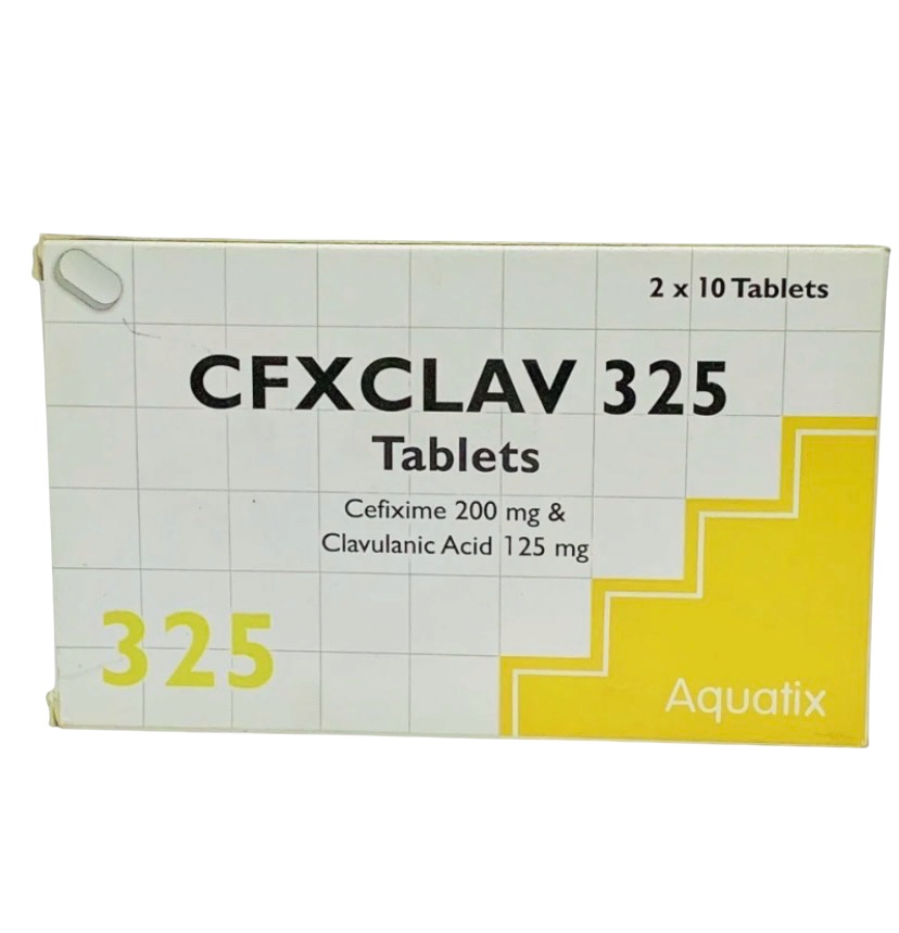 Cfxclav 325mg Cefixime 200mg and Clavulanic Acid 125mg(Pack of 20 Tablets, Aquatix)