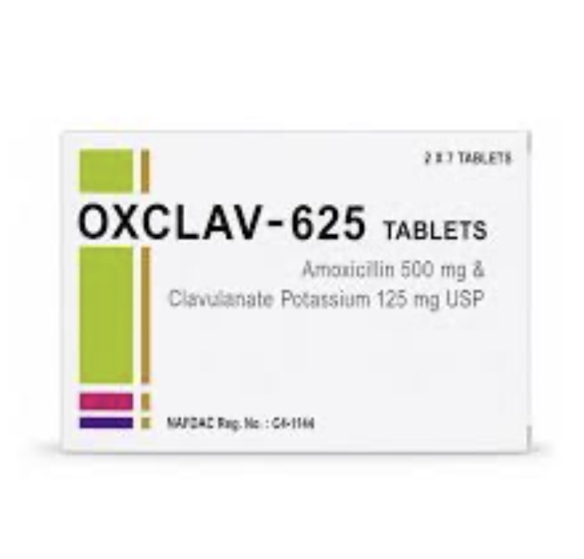 Oxclav 625mg Amoxicillin 500mg and Clavulanate Potassium 125mg(Pack of 14 Tablets, Aquatix)