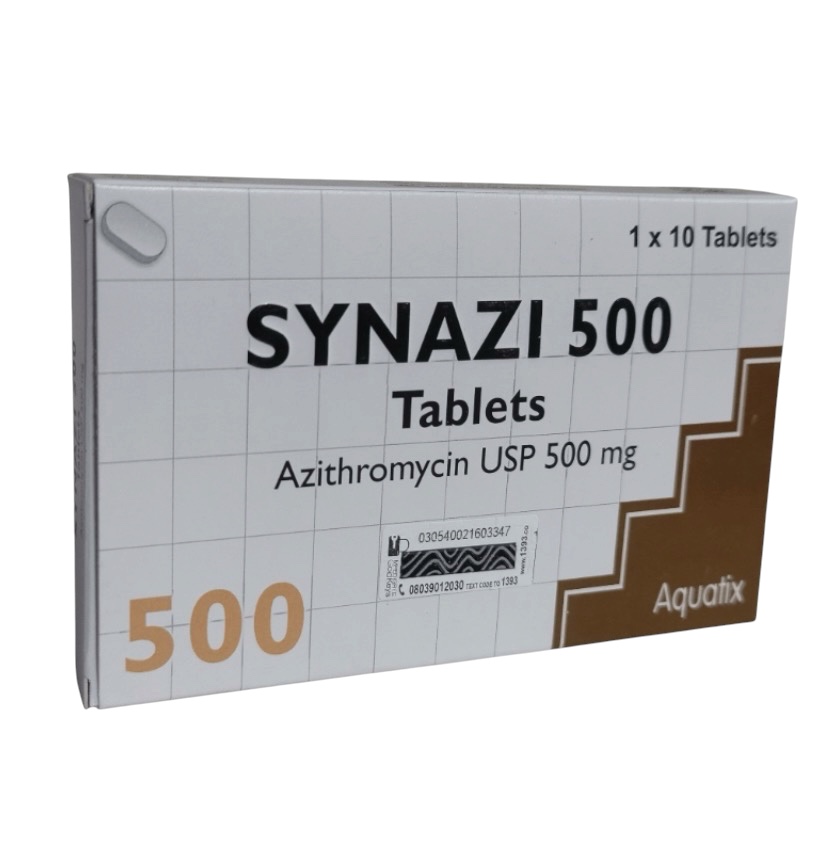 Synazi Azithromycin Tablet 500mg(Pack of 10 Tablets, Aquatix)