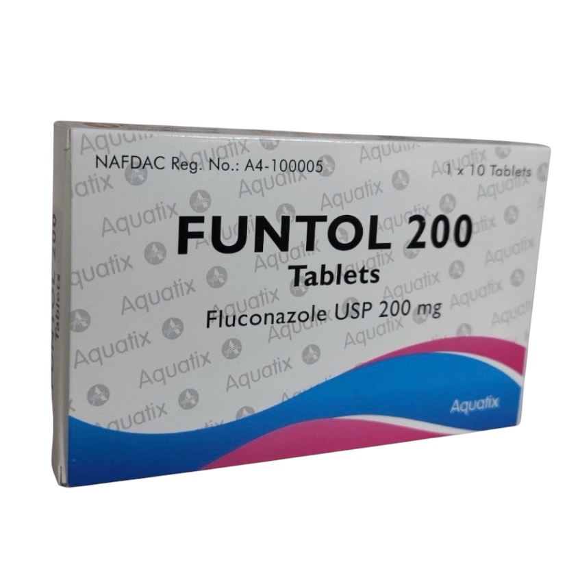 Funtol Fluconazole Tablet 200mg(Pack of 10 Tablets, Aquatix)