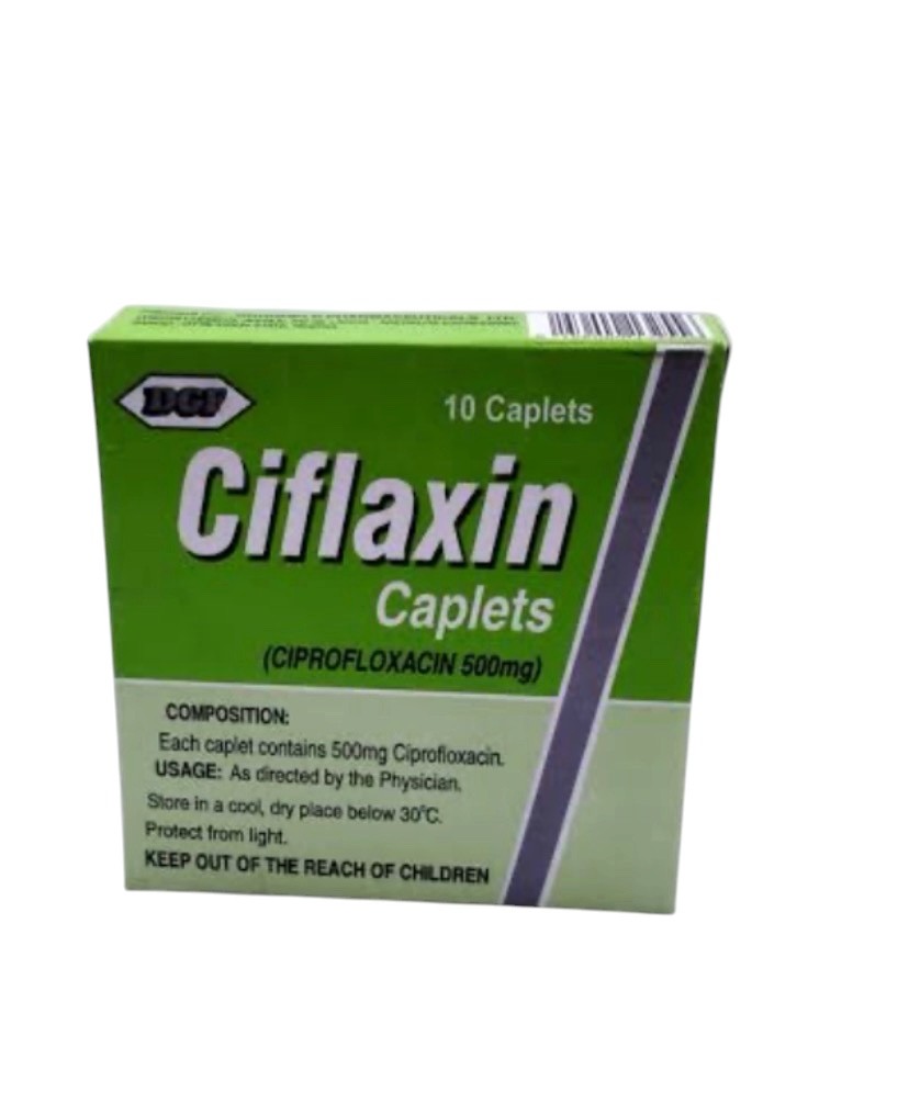 Ciflaxin Ciprofloxacine Caplet 500mg(Pack of 10 Caplets, Drugfield)