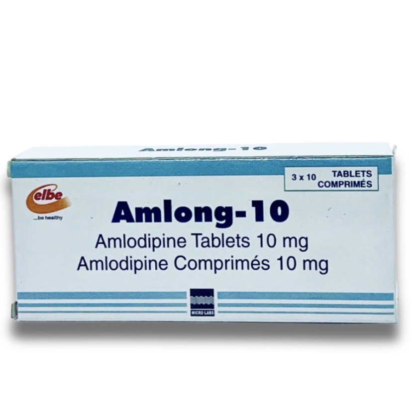 Amlong-10 Amlodipine Tablet 10mg(Pack of 30 Tablets, Elbe)