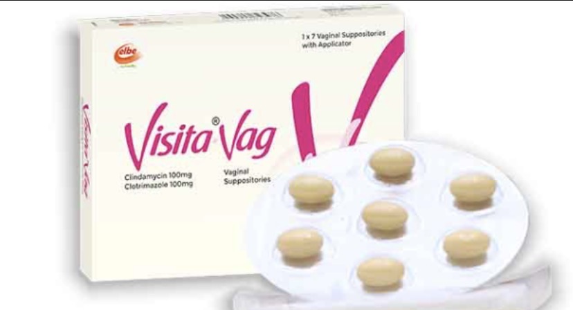 Visita-Vag 100/100mg Clindamycin 100mg+Clotrimazole 100mg Vaginal Suppository(Pack of 7 Tablets, Elbe)