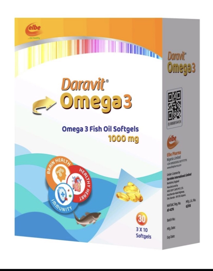 Daravit Omega 3(Pack of 30 Softgels, Elbe)